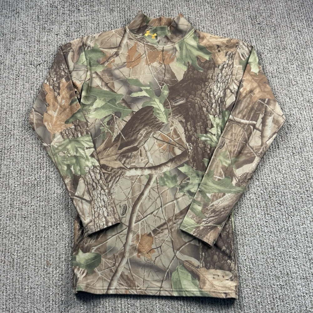 Under Armour Mens M RealTree Hardwoods Camo Baselayer Top Long Sleeve